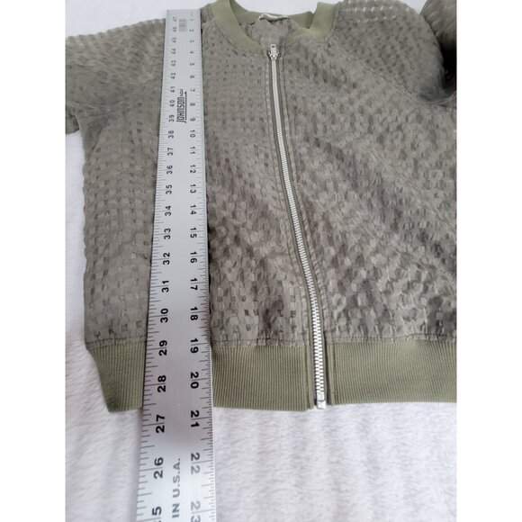 COLZA Womens Olive Green Semi-Sheer Zip-Front Bomber Jacket Medium Lightweight - Picture 8 of 8